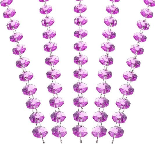 PATIKIL 14 mm Crystal Garland Strands, 32.8 Ft Acrylic Octagon Chandelier Bead Chains String for DIY Craft Wedding Party Home Decorative Jewelry Making, Purple