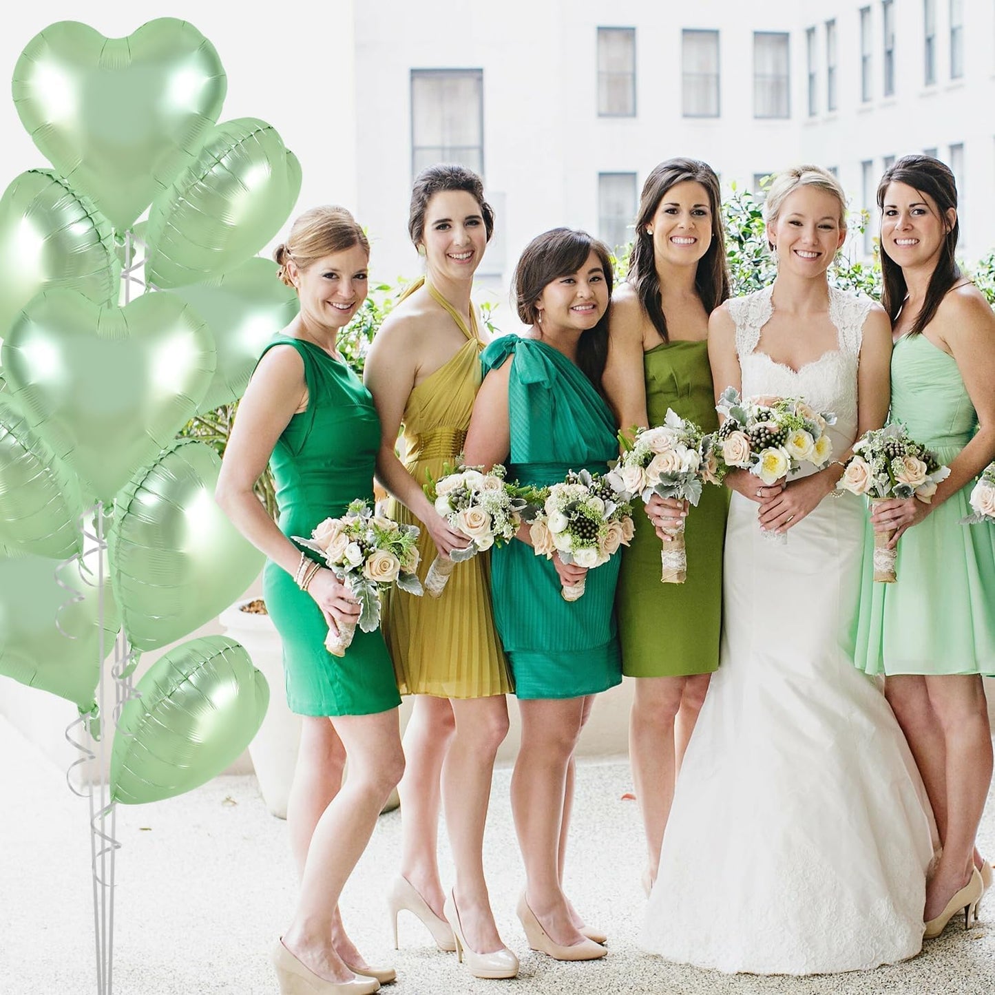 TONIFUL 30Pcs 18 Inch Olive Green Heart Balloons Sage Green Heart Shape Foil Mylar Balloons Decoration for Birthday Valentine's Day Wedding Bridal Shower Anniversary Engagement Party Supplies