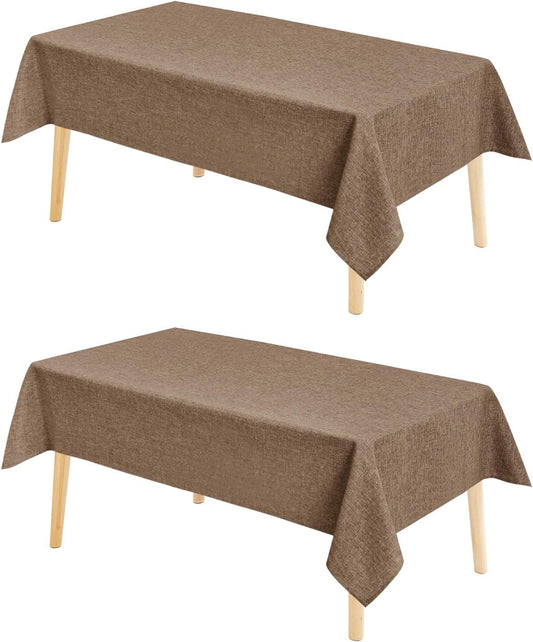 Hiasan 2 Pack Faux Linen Square Tablecloth - Wrinkle and Stain Resistant Washable Table Cloth for Kitchen Dining Room Holiday Table Cover for Party Dinner, Khaki, 70 x 70 Inch