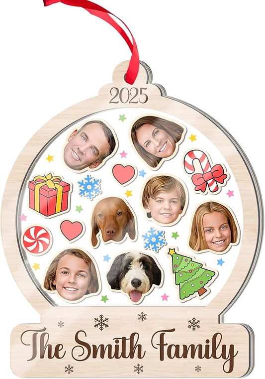Personalized Family Christmas Ornament 2025 - Snow Globe Customized Shaker Ornaments - Custom Family Hanging Ornament - Xmas Tree Hanging Decor - Gifts for Christmas