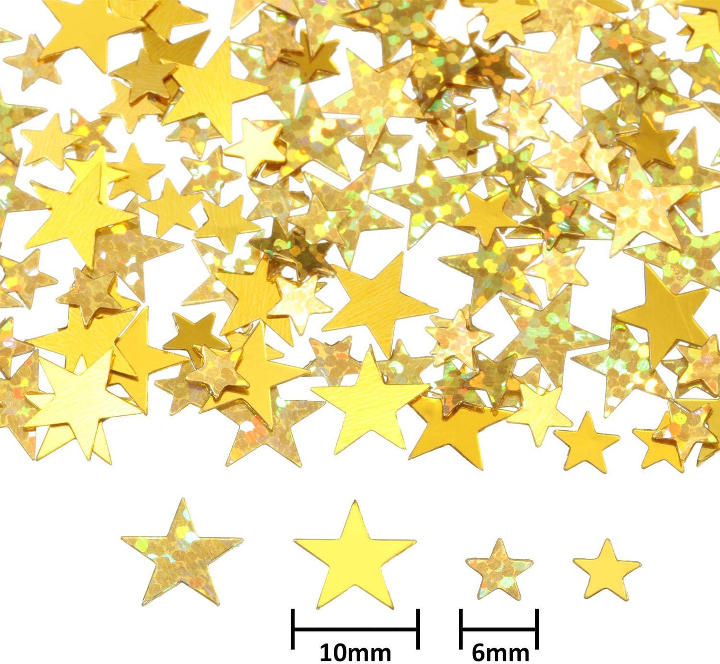 Hestya 60g Star Confetti Glitter Table Confetti Metallic Foil Stars for Party Wedding Festival Decorations(Glitter Gold Set,10mm and 6mm)