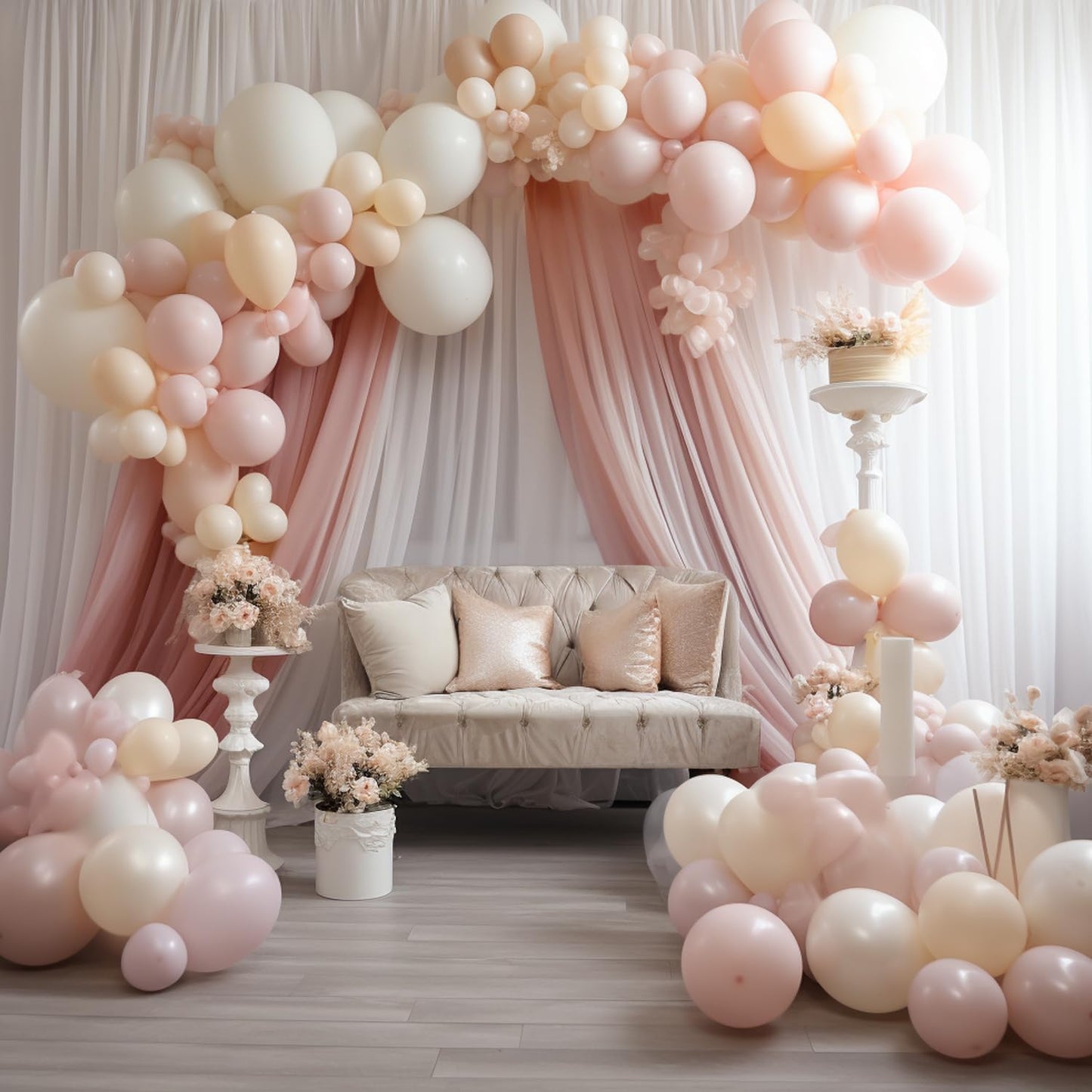 Wokceer Dusty Rose Wedding Arch Draping Fabric Backdrop 4 Panels 28.7" X 20FT Sheer Drapes Fabric for Wedding Arbor Ceremony Party