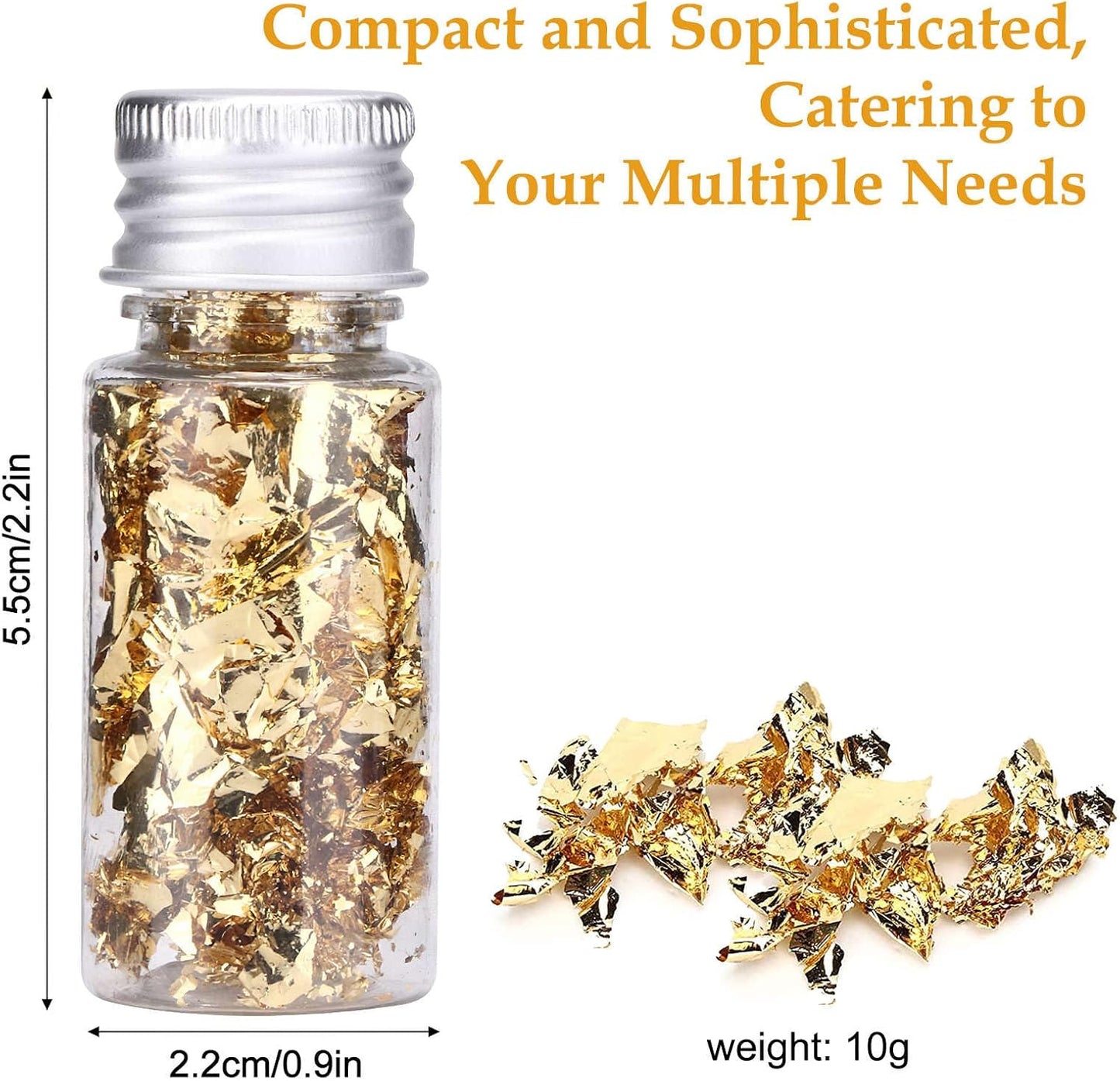 2 Bottles Gold Flakes, Premium Gold Leaf for Craft Art Decoration Perfect for Decorating Cakes Desserts Drinks Ice Cream Sushi