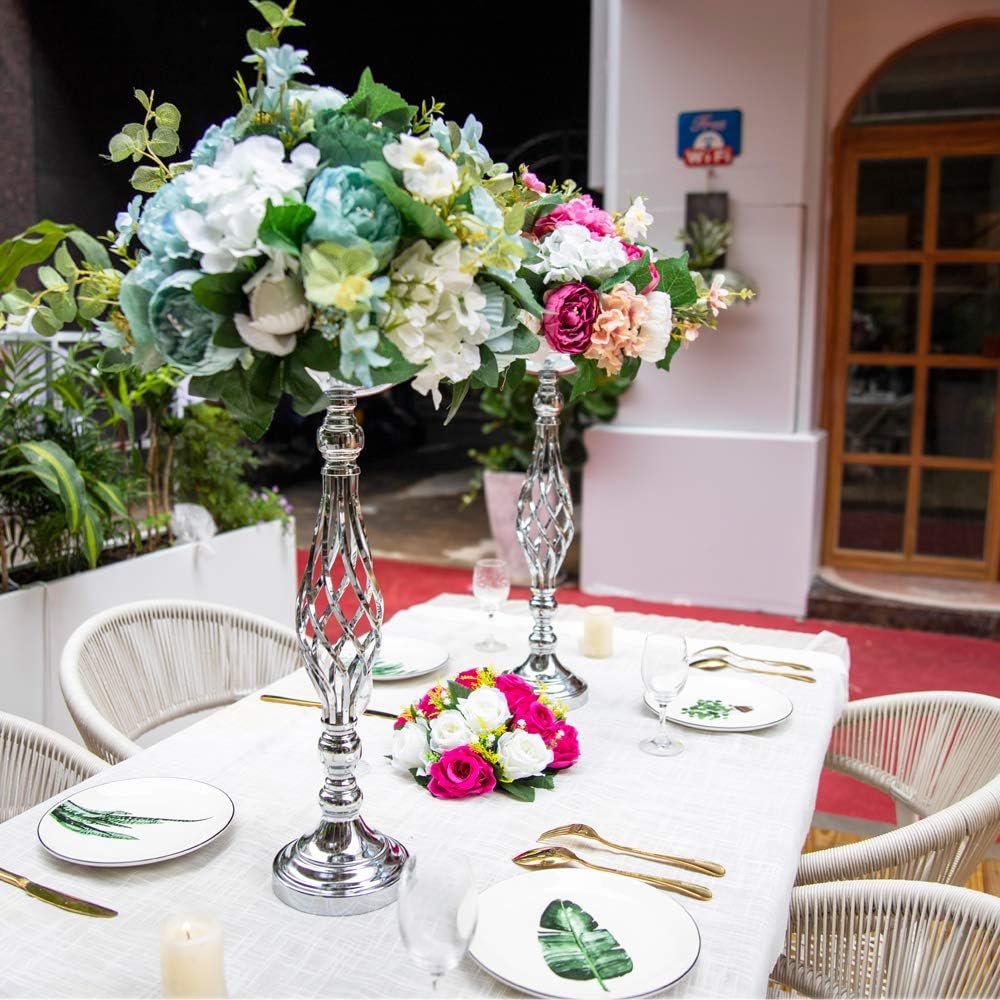 LoveCat Wedding Centerpieces for Reception Tables, Twist Candleholder Stands Ornaments, Metal Centerpieces Wedding T-Stage Road-Leading Scene Decor Home Flower Arrangement Ornaments