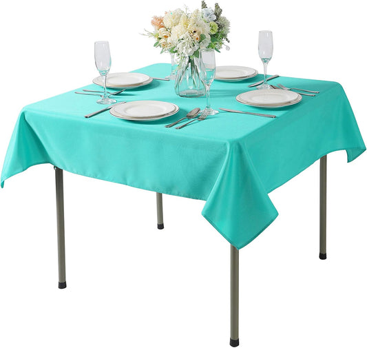 Cupuamon Square Tablecloth 52x52 inch Washable Polyester Fabric Table Cloth for Wedding Party Dining Banquet Decoration（52x52,Turquoise）