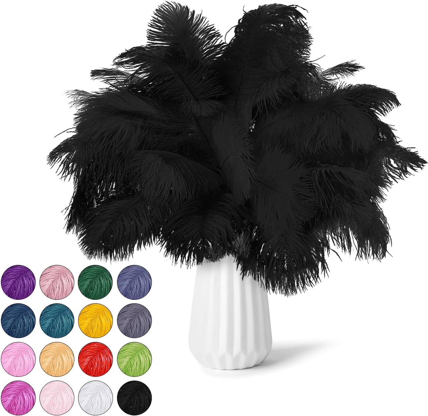 NEWONG 30pcs Black Ostrich Feathers Natural Bulk 9-12inch(23-30cm) Vase Craft Wedding Home Party Centerpieces Christmas Day Decoration
