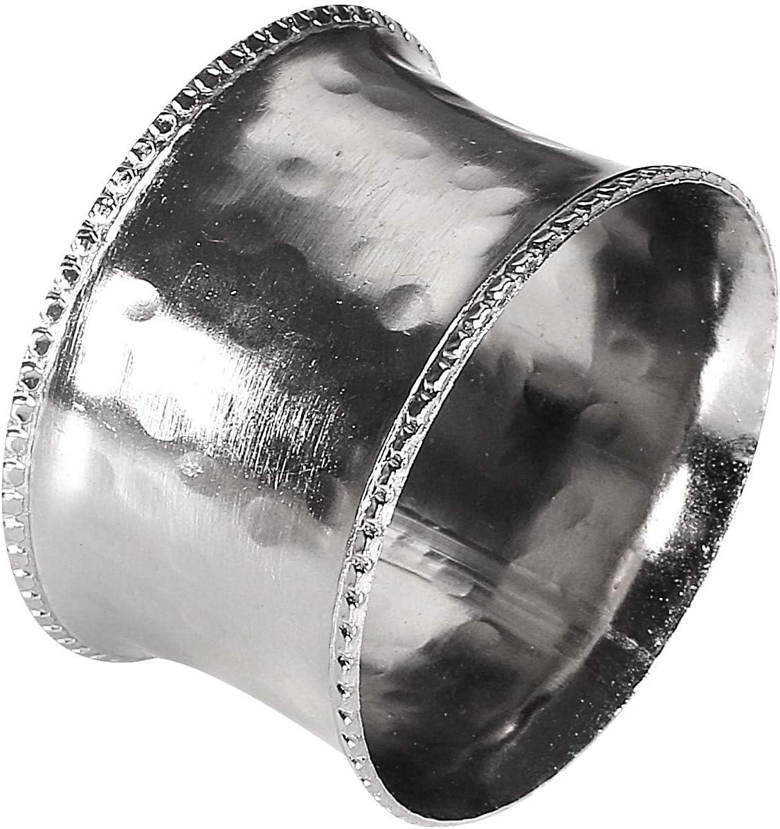 Everyday Metal Napkin Rings for Wedding Receptions, Dinners Parties, Family Gatherings, Everyday Use - Hand Made by Skilled artisans, Hammered Silver, Set of 6