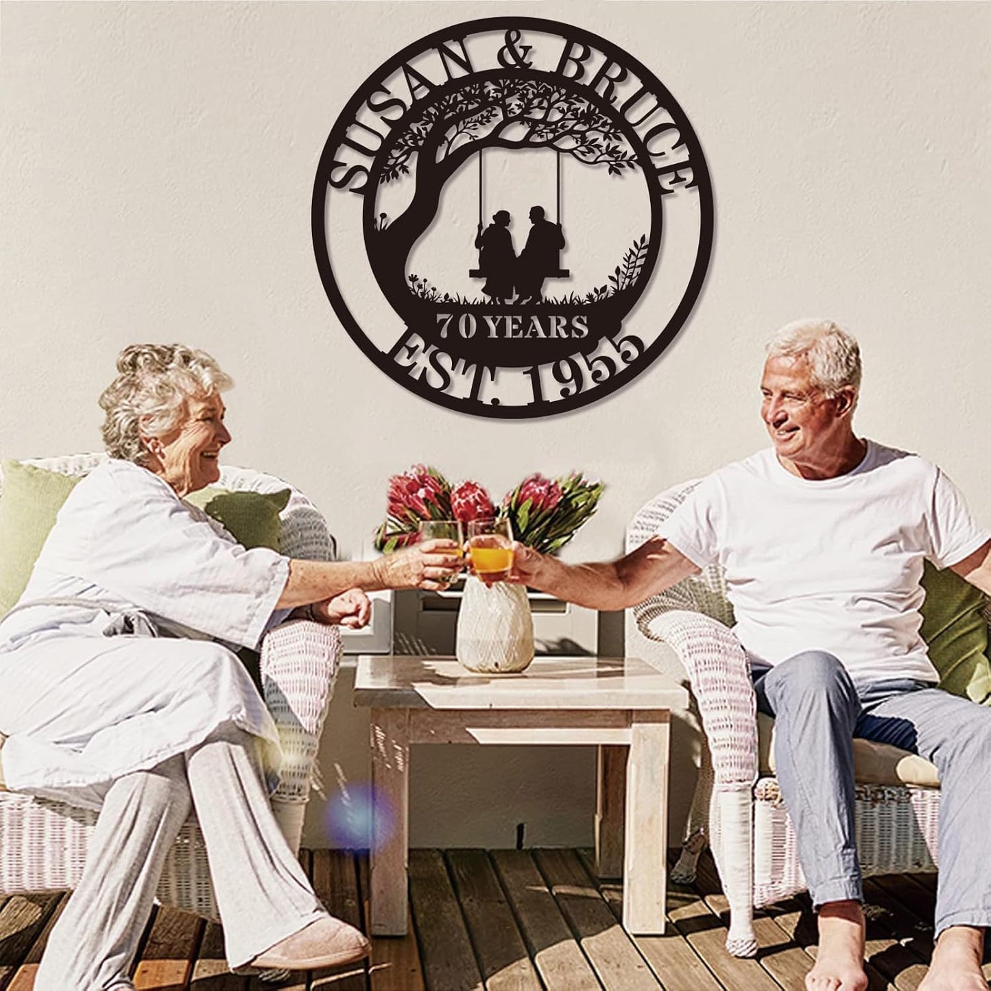 Personalized Wedding Anniversary Sign Gifts,Custom 50th 40th 65th 60th 25th 20th 10th 5th 70th Anniversary Metal Sign,Wedding Gifts for Couples,House Warming Gifts New Home,Custom Name Sign