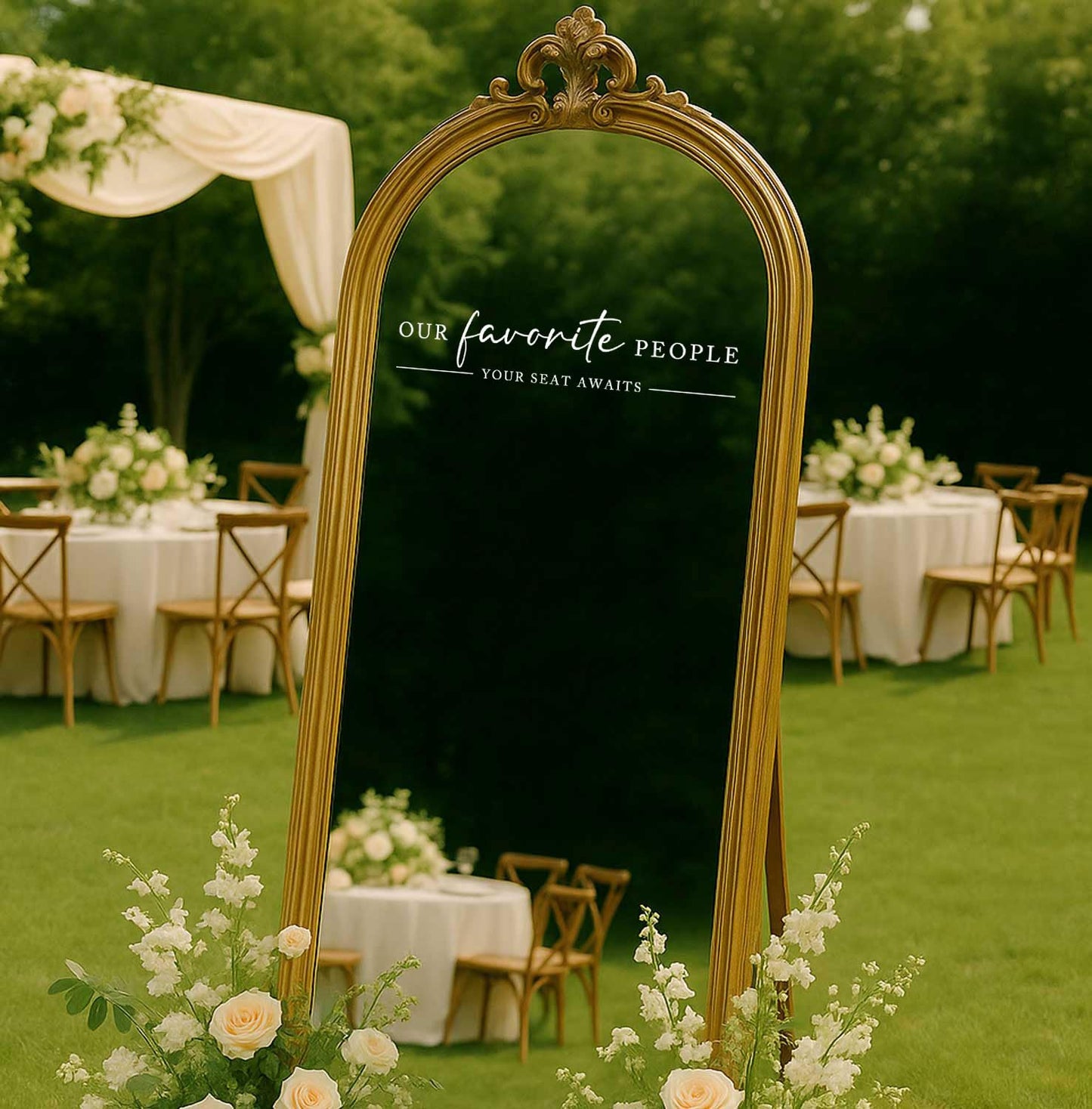 Our Favorite People Vinyl Decal, Find Your Seat Vinyl Decal, Wedding Sign Decal, Seating Chart Sticker, Our Favorite People Sticker, Wedding Removable Adhesive (White, Wide 20")