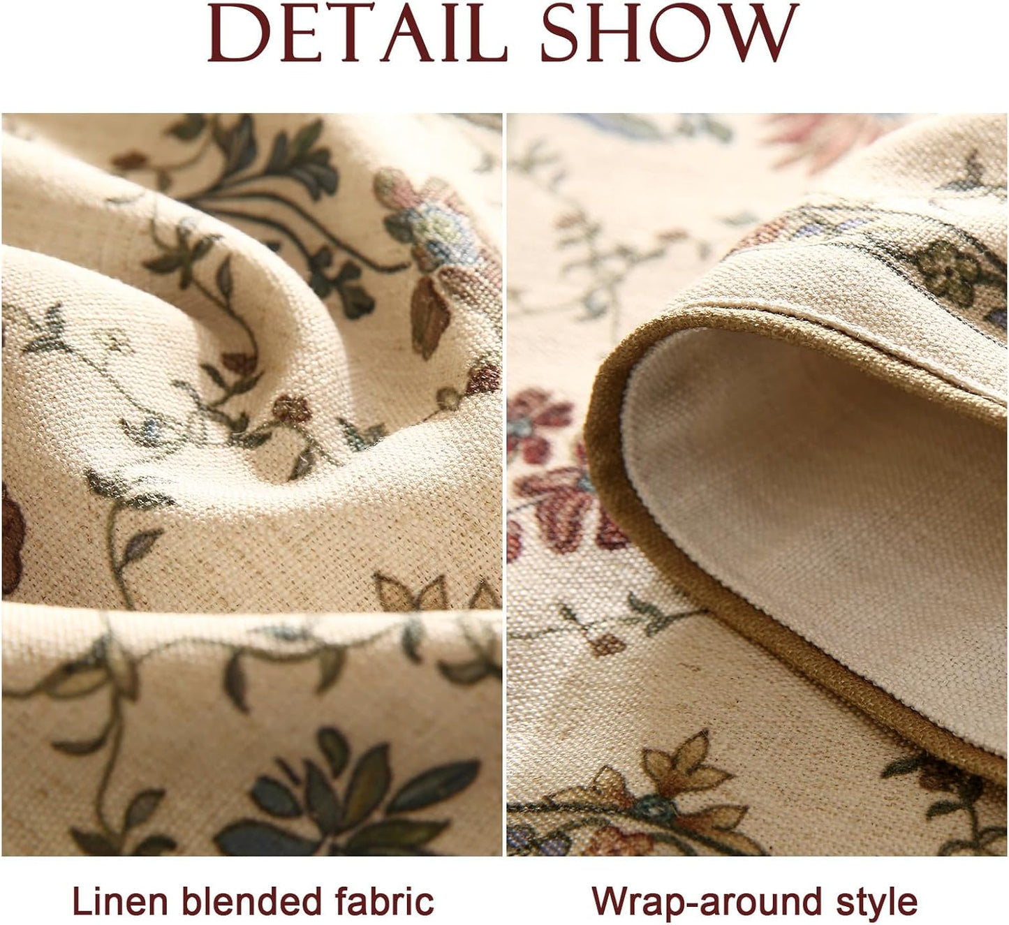 patdrea Designer Vintage Floral Linen Table Runner 71 Inch Long, Beige Cottage Rustic Bouquets Pattern Table Mat,Decor for Kitchen Dining Coffee Table Shelf Cabinet Banquet Christmas ,12"*71"