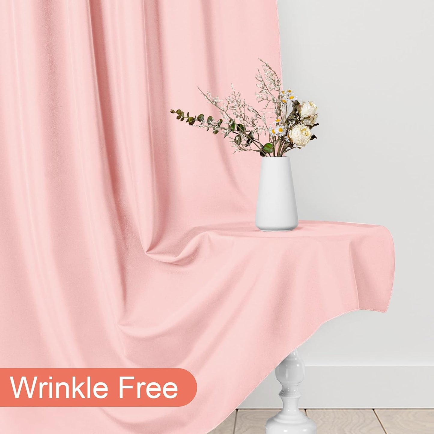 DWCN 10x10 FT Blush Pink Backdrop Curtains for Parties, Photography Backdrop Drapes with Rod Pockets for Wedding Decorations Stage Birthday Family Gatherings, 2 Panels 5ft x 10ft