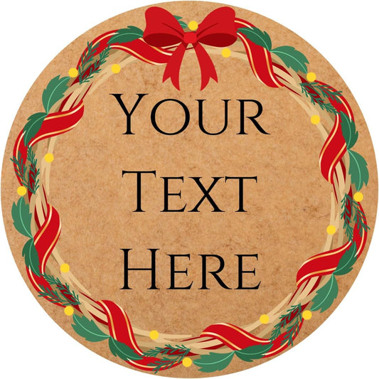 100-1000pcs Custom Stickers Merry Christmas Stickers Personalized Labels Adhesive Xmas Decorative Envelope Seals Stickers for Cards Gift Boxes(Round Kraft-2)