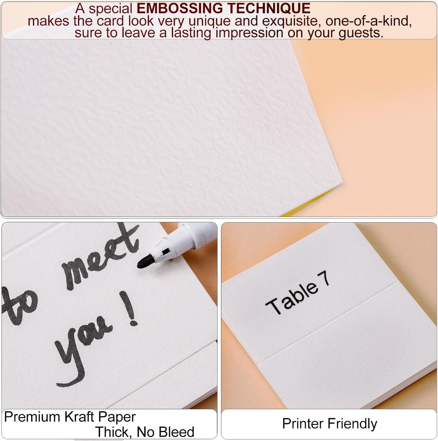 120 Pcs Premium Place Cards, 2x3.5in Small Tent Cards, Blank Fillable Banquet Seat Cards, Name Cards, Escort Cards, Table Cards, Wedding Place Cards for Wedding, Table, Dinner Parties