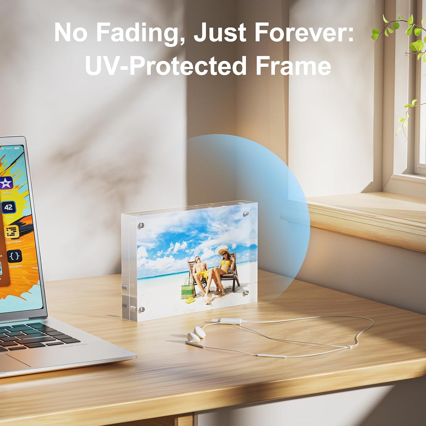 5 Pack 8x10 Acrylic Picture Frames - 20% Thicker Double Sided Magnetic Frame with UV Protection - Freestanding Clear Frameless Display for Tabletops - Modern Photo Frame Set for Home & Office Decor