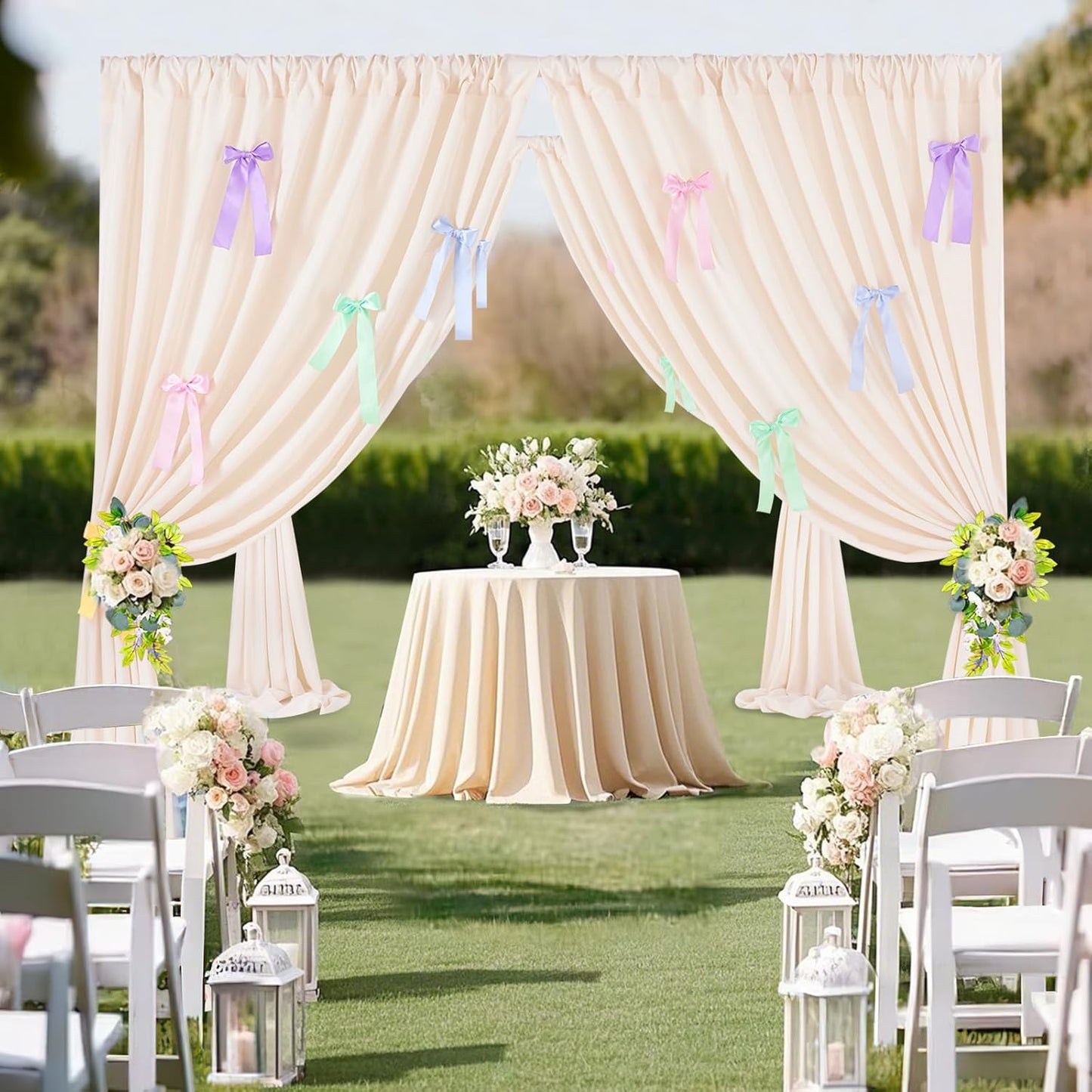 Ivory Backdrop Curtain: 5.8×8ft Backdrop Solid Color Wrinkle Resistant Background - Bridal Shower Wedding Graduation Ceremony Decoration