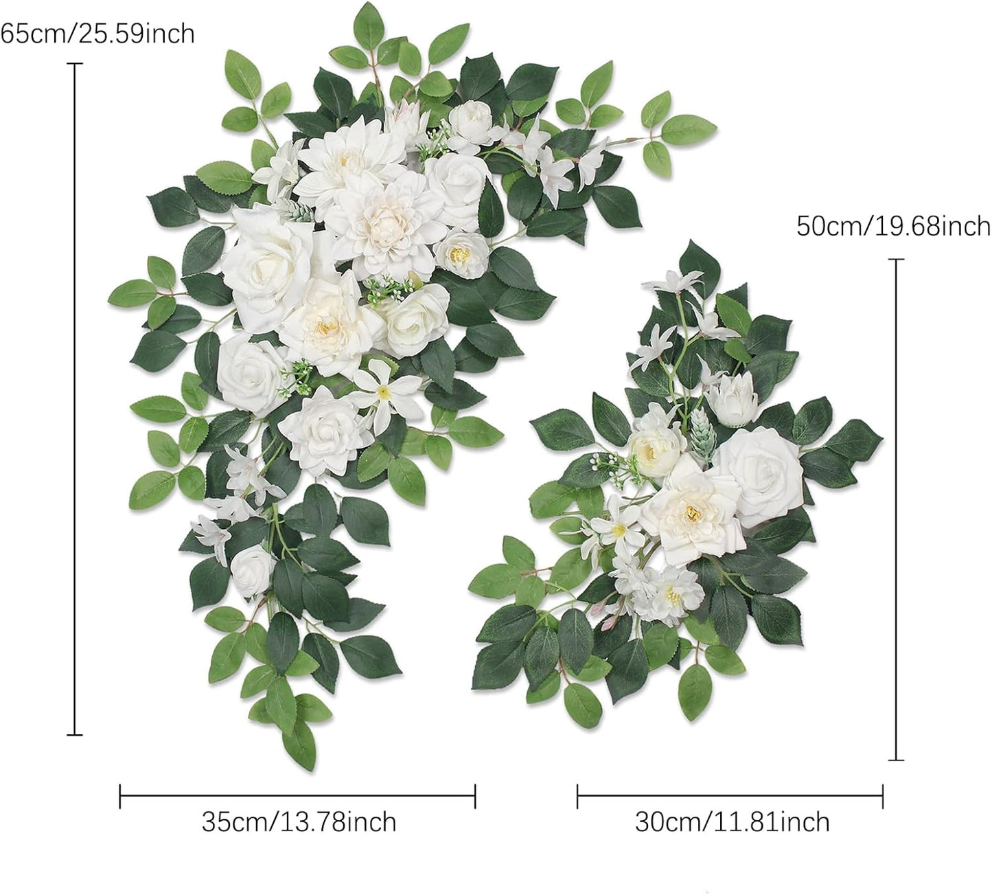Pack of 2 Artificial Flowers for Backdrop Decoration, Wedding Arch Flowers,Reception Welcome Sign, Eucalyptus Garland, Suited to Aisle Decor and Wedding Arches(White)