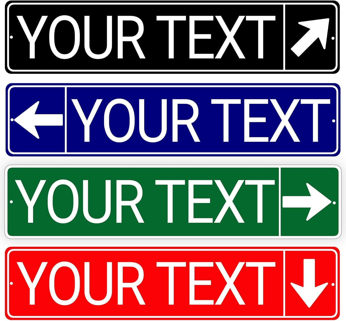 Custom Street Signs, Reflective Option, Single/Double Sided, Outdoor Metal Signs with Direction Arrow, Personalized Rust Free Aluminum, UV Protected & Weatherproof - 4x18 Inch