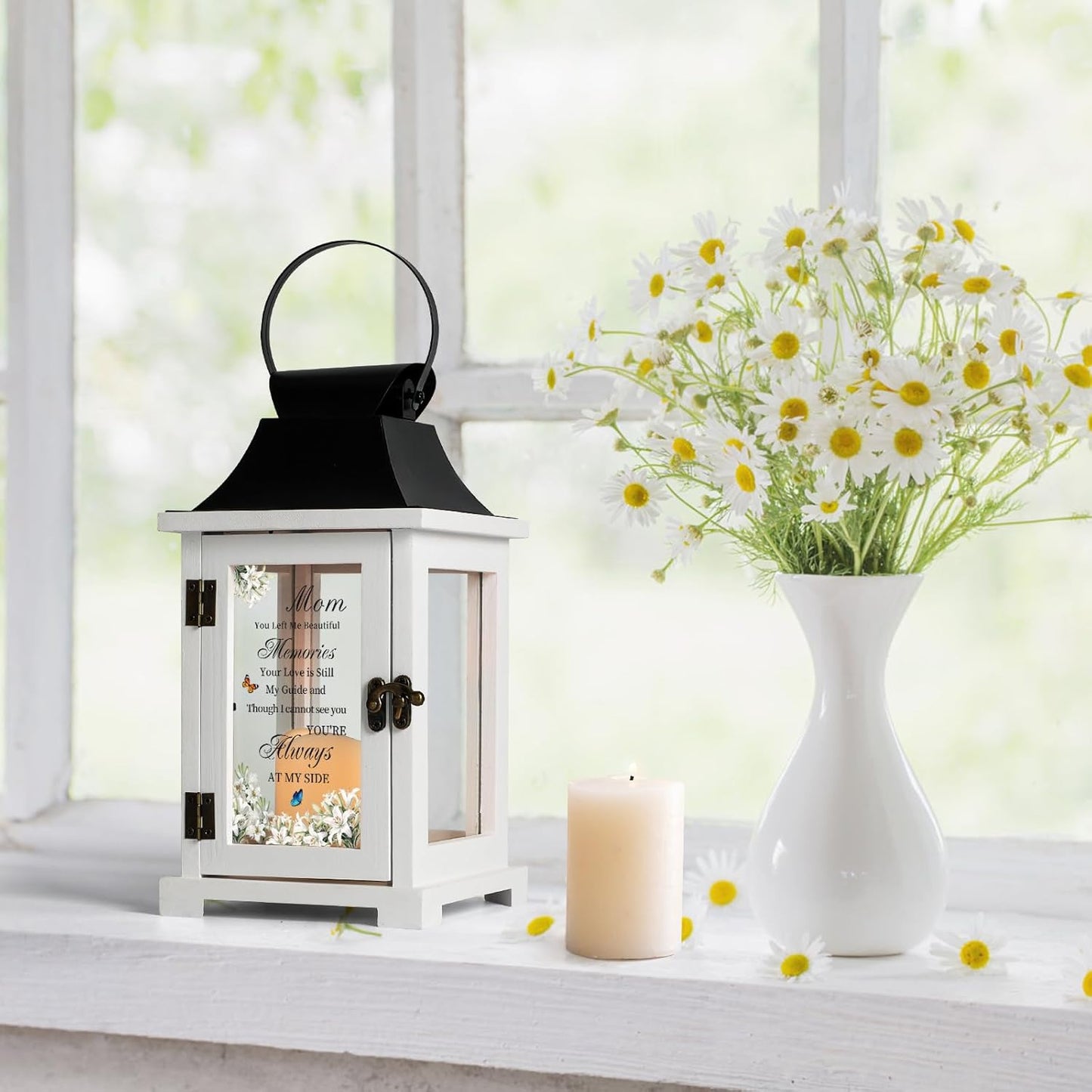 Memorial Lantern Bereavement Sympathy Gifts in Memory of Loved One Memorial Gifts for Loss of Mother Remembrance Gifts for Loss of Mom with LED Candle