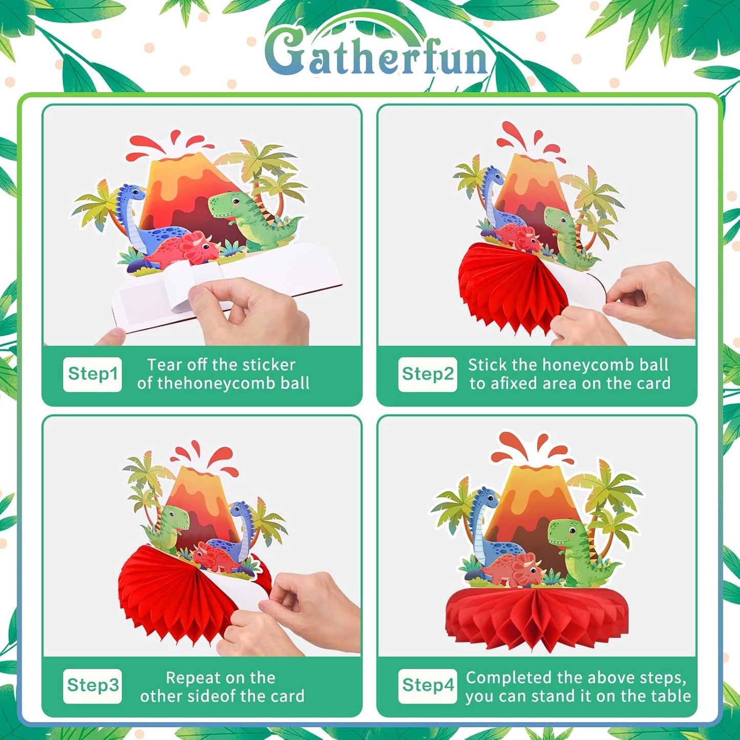 Dinosaur Birthday Party Supplies Kit - Dinosaur Themed Table Decorations with Honeycomb Centerpiece for Splendid Dinosaur Birthday Party Decorations