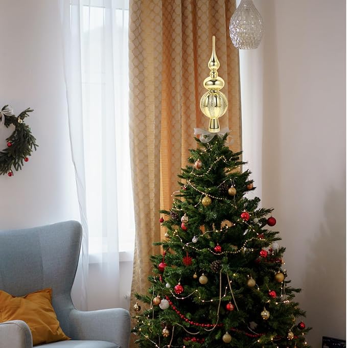 Spherical Christmas Tree Topper Plastic Xmas Tree Decoration Ornament for Festive Parties Lightweight Treetop Decor for Family Gatherings and Events