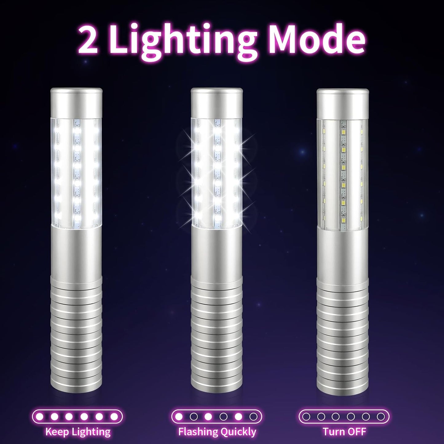 WILON Bottle Service Lights Rechargeable Bottle Service Sparklers Reusable Handheld Girl Lights LED Baton Strobe Light for Parties Bar Club Nightclub Birthday Weddings - 6 Pack
