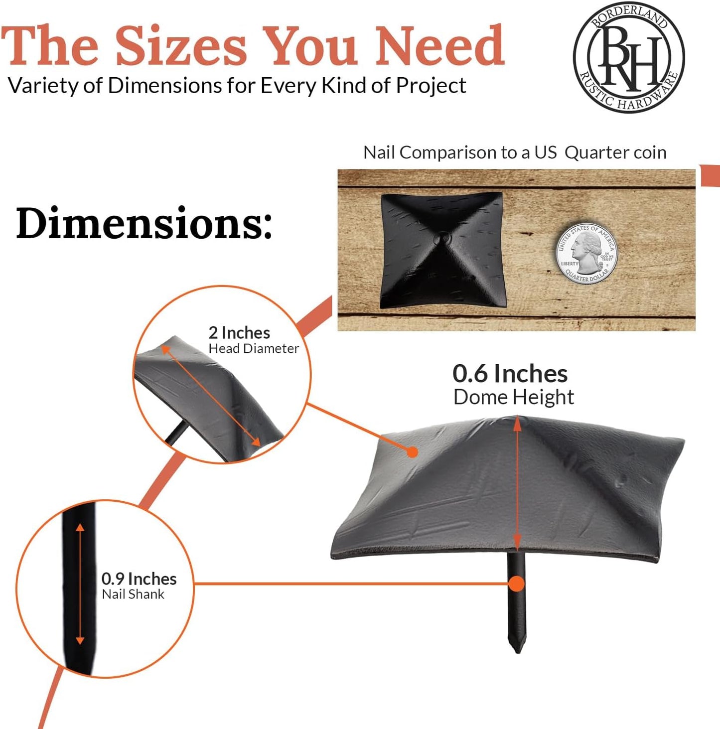 100 Pack 2" Square Head Iron Clavos Decorative Nails – Black – Handmade Rustic Square Fasteners for Farmhouse Shutters, Faux Wood Beams, Barn Doors, Shutters, and Gates – Ornamental Wood Accent