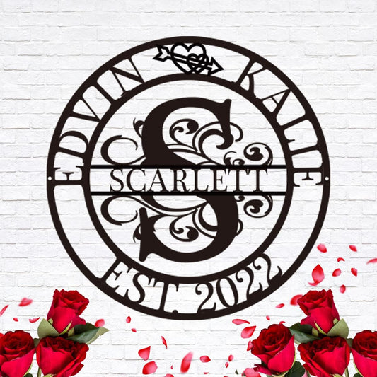 Custom Metal Sign, Personalized Metal Last Name Sign, Established Sign, Initial Name Sign, Outdoor Metal Sign, Family Name Sign,Split Letter Monogram Wall Decor,Housewarming Wedding Gift, Couples