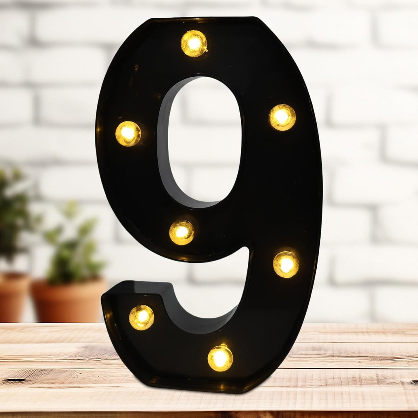LED Marquee Numbers, 8.58 Inch Led Light Up Numbers for Party, Small Light Up Letters, Battery Powered Lighted Number for Table, Birthday, Night Light, Christmas or Home Decor (Black, Number 9)