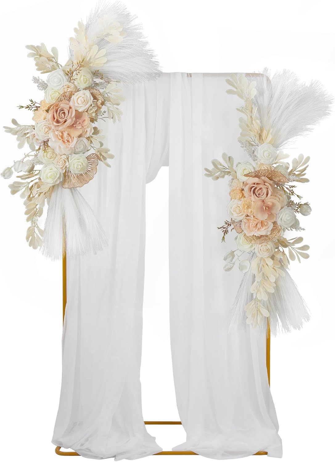 Wedding Arch Flower Kit of 2 - Artificial Flower Swag Wedding Welcome Sign Decorative Floral Swags for Wedding Reception Ceremony Signs Wedding Chair Ceremony Floral Decor (Beige)