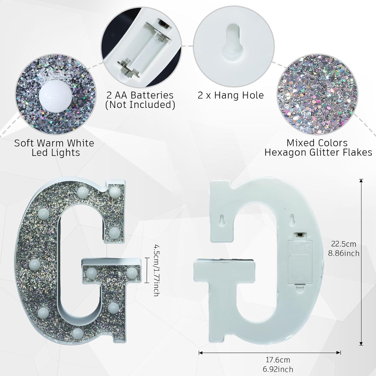 Marquee Light Letters for Table Decorations, Glitter Light Up Signs for Prom, Events, or Engagement Party Decor, Featuring Alphabet & Number Lighted Letters