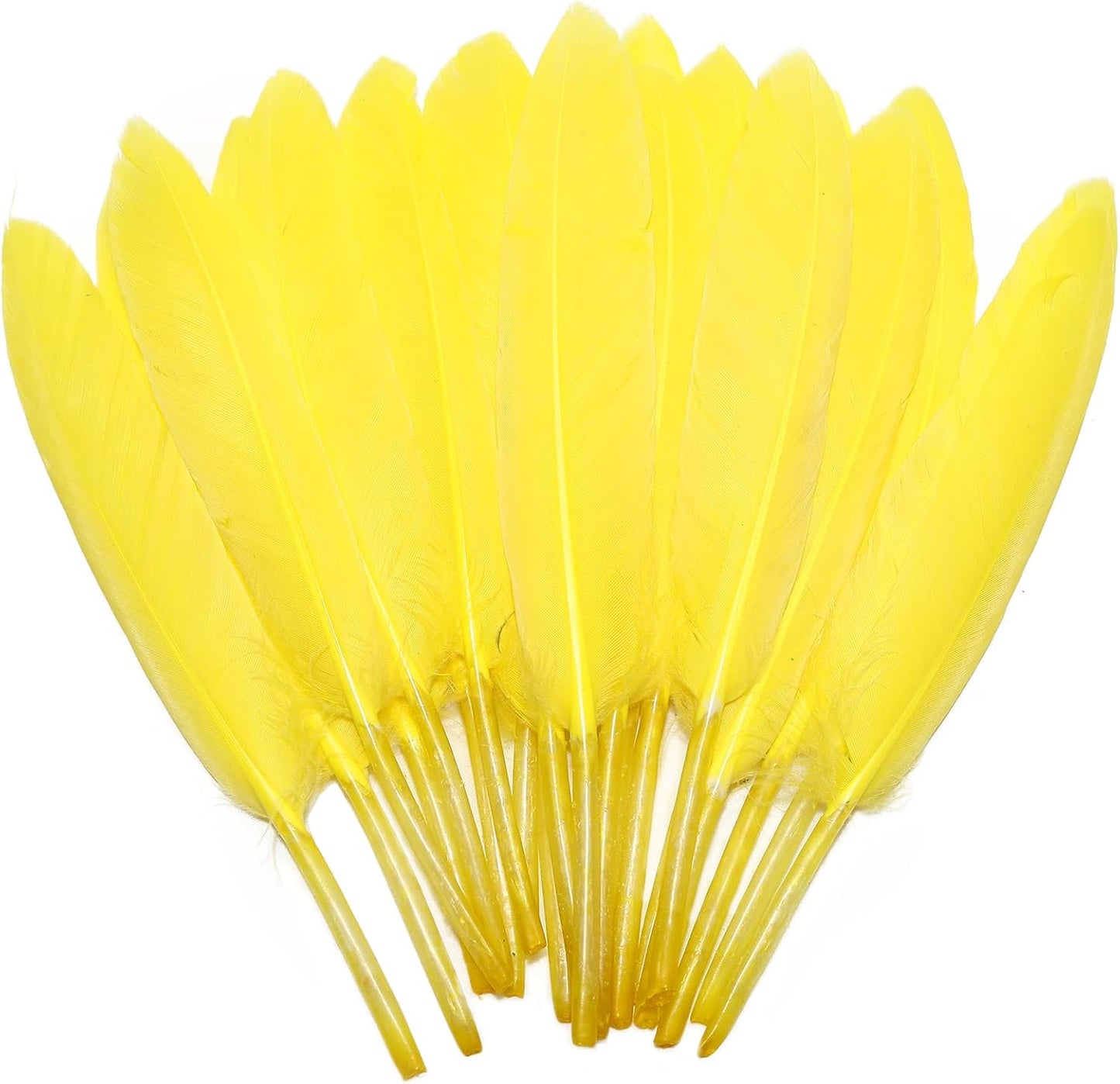 FeelfunFeather 120pcs Yellow Goose Cochettes Feather Natural Bulk 4-6 inch 10-15cm for Wedding Party Christmas Halloween Decorations DIY Crafts Goose Cochettes Feather