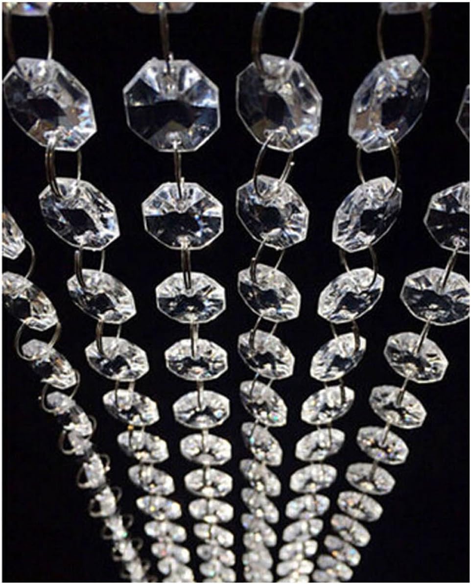 WAZHRMGHG 198 FT Acrylic Crystal Garland Strands Hanging Ornaments Chandelier Gem Bead Chain Octagon String for Christmas Tree Manzanita Wedding Centerpiece Party (198FT(60M))