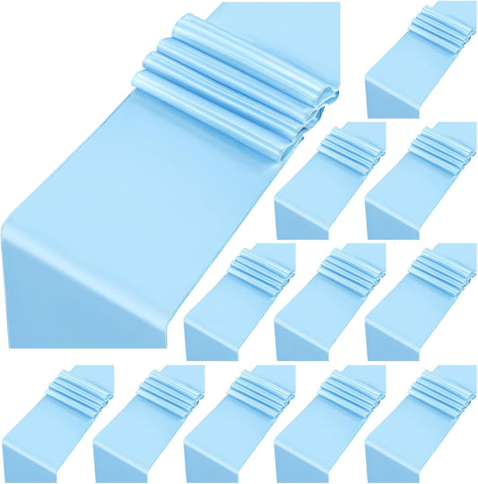 12 Pack Light Blue Satin Table Runner,12 x 108 inch Long Premium Smooth Table Runner for Wedding, Banquets, Birthday, Party, Graduation, Engagements,Table Runners fit Rectangle and Round Table