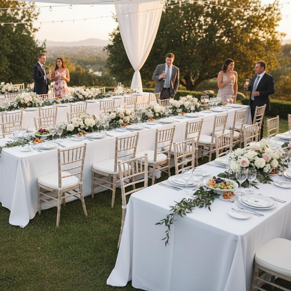 Fitable 8 Pack Rectangle Tablecloths: Stain Resistant Wrinkle Free Fabric Table Clothes, Washable Reusable Polyester Table Covers for Wedding Party Birthday Banquet Reception(White, 60x102 Inch)