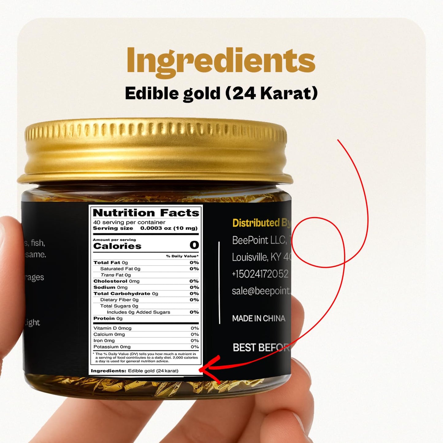 BeePoint 24K Edible Gold Foil Flakes - 400mg Gold Flakes for Cake Decorating, Baking, Cooking, Cupcakes, Chocolates, Drinks - Edible Gold Sheets