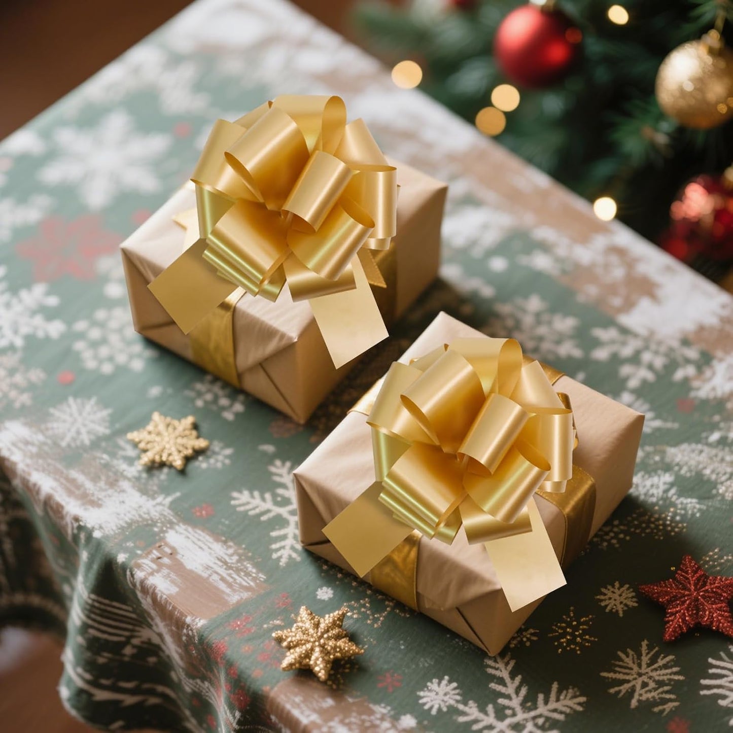 6 Pcs 6 Inch Golden Pull Bows, Perfect for Gift Wrapping, Gift Wrapping Baskets Wedding Christmas Party Decorations, Crafts – Quality Pull Bows for Gifts and Decorations