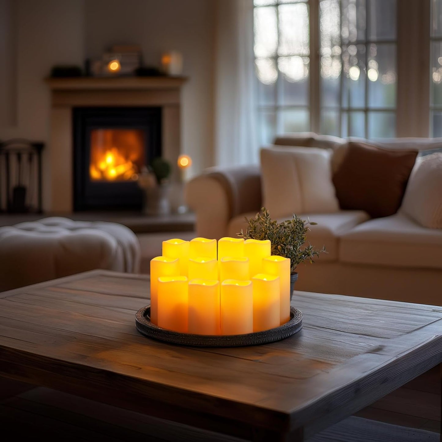 Homemory 12 Pcs Waterproof Flameless LED Candles with Remote & Timer, 4-Size Set (D2.2'' x H4''5''6''7''), Battery Operated Candles for Home Decor, Outdoor Parties & Events