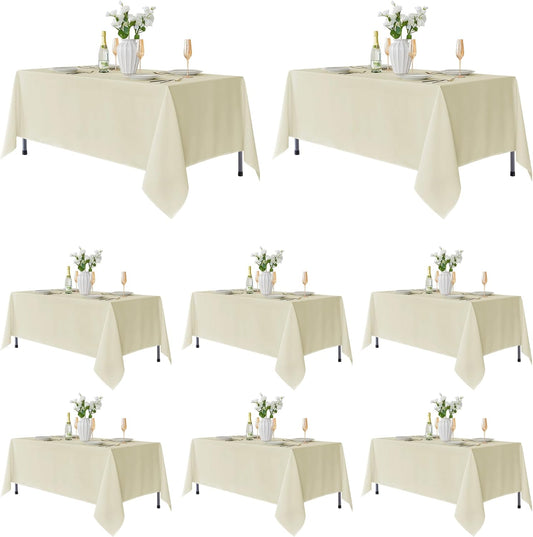 Fitable 8 Pack Rectangle Tablecloths: Stain Resistant Wrinkle Free Fabric Table Clothes, Washable Reusable Polyester Table Covers for Wedding Party Birthday Banquet Reception(Ivory, 60x102 Inch)