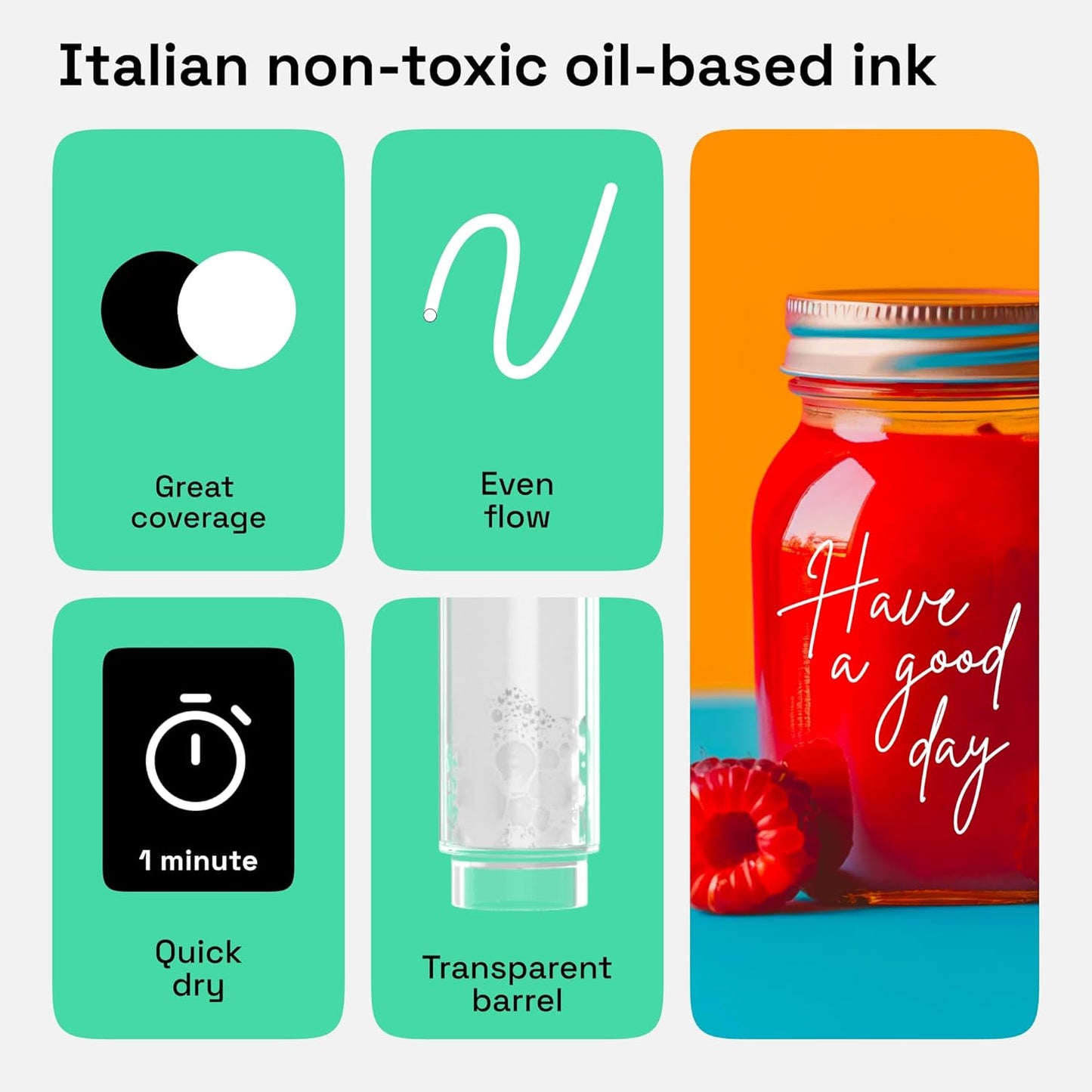 ARTISTRO 2 White Permanent Marker - Waterproof Markers for Tire, Fabric, Rocks, Glass, Ceramic, Wood, Paper - Oil Based Paint Pens - Extra-Fine Tip 0.7mm