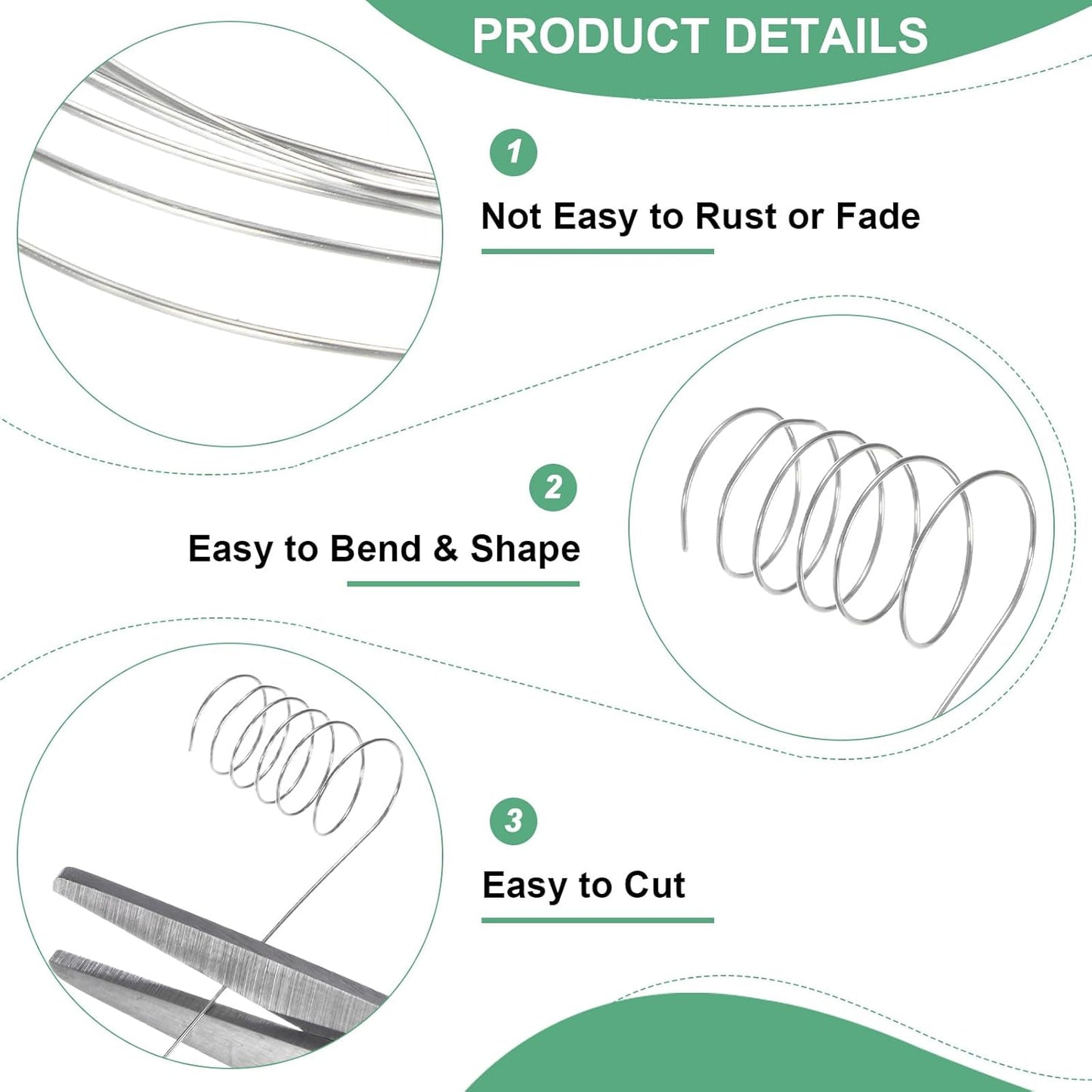 0.4mm Jewelry Wire, 26 Gauge 328FT Craft Wire Copper Beading Wire for Jewelry Making/Planting/Weaving/DIY Crafting, Soft Metal Wires [100M, Silver White]