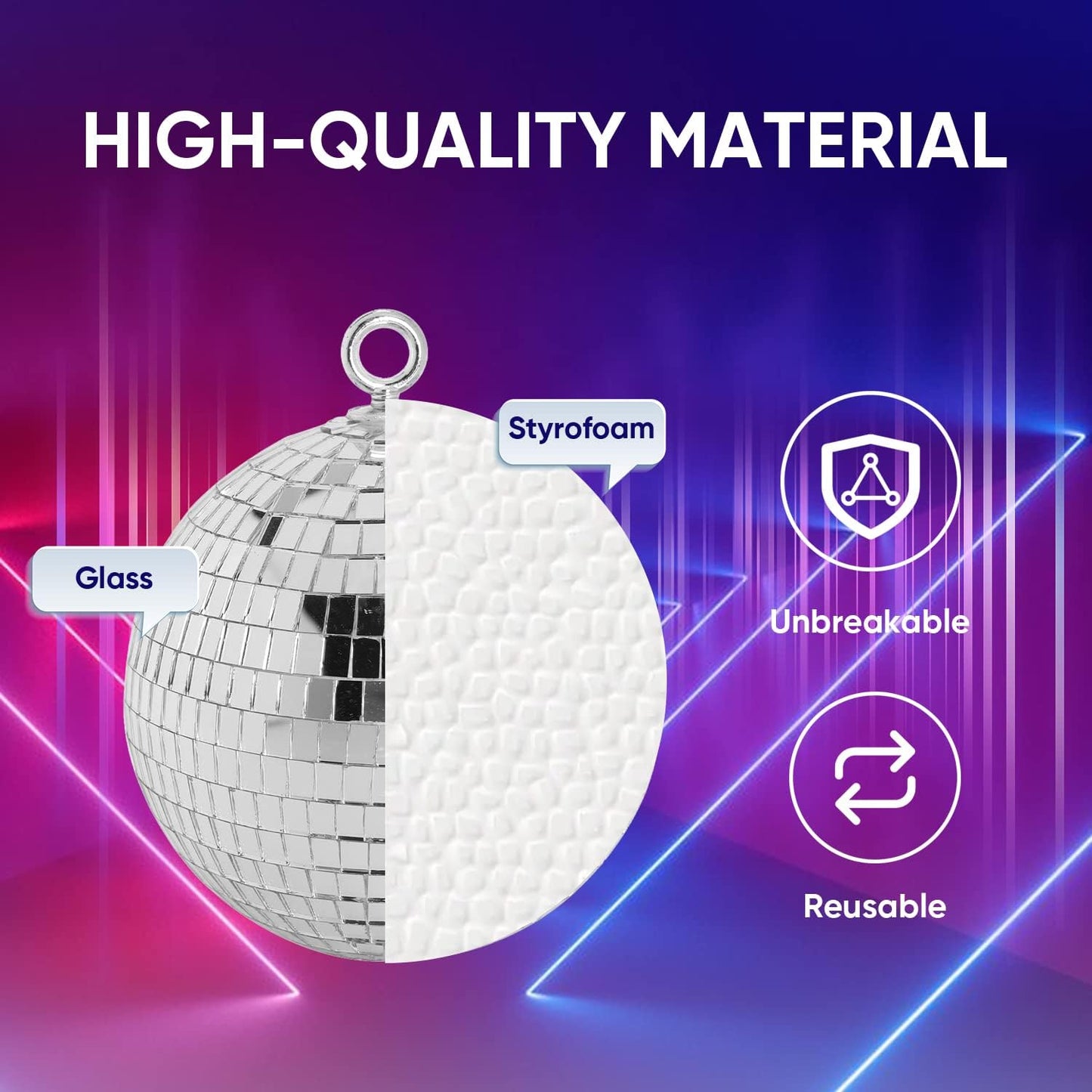 Mirror Disco Ball, 6 inch Mirror Ball Silver Disco Party Stage Lightning Balls with Hanging Rings for DJ, Dance, Wedding, Christmas, Birthday, Home Party Favors Decorations (6inch, Silver)