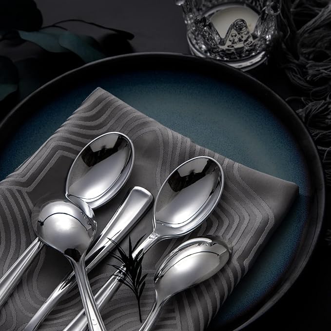 Liacere 200PCS Silver Plastic Spoons - Heavy Duty Disposable Spoons - dessert Spoons for Wedding & Party & New Year & Valentine's Day& Christmas