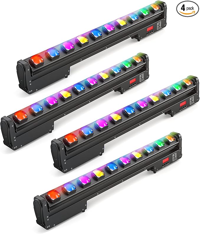 4 in 1 LED Wall Washer Light,250W Moving Head Light Dj Lights Bar Alloy Y axis 120° Beam Protection IP20 Stage Lights Bar with DMX Control Auto Sound Activated for Wedding Party-4PC