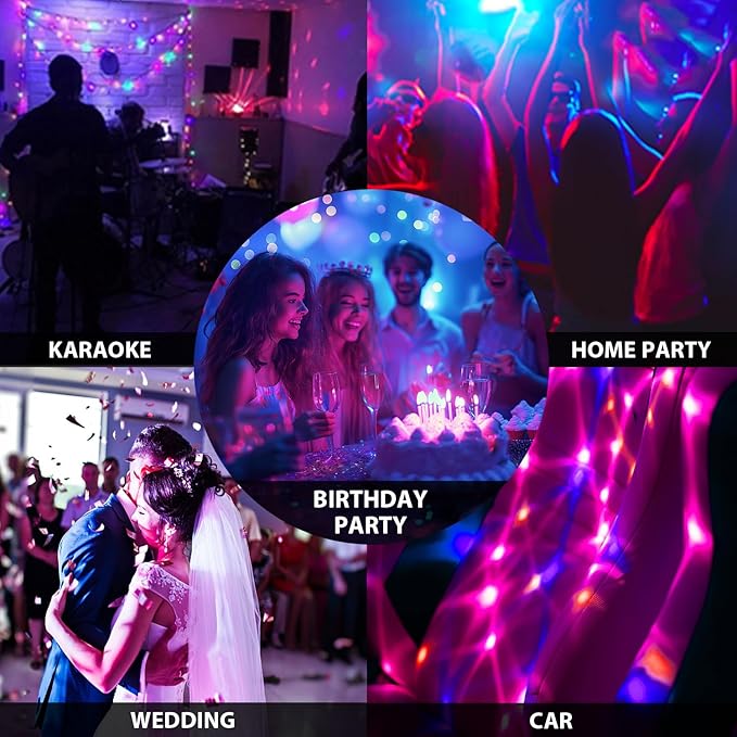 Disco Ball DJ Party Lights Sound Activated with Remote Control Strobe Lamp 7 Modes Stage Light for Home Room Dance Parties Karaoke Halloween Christmas Birthday Decorations
