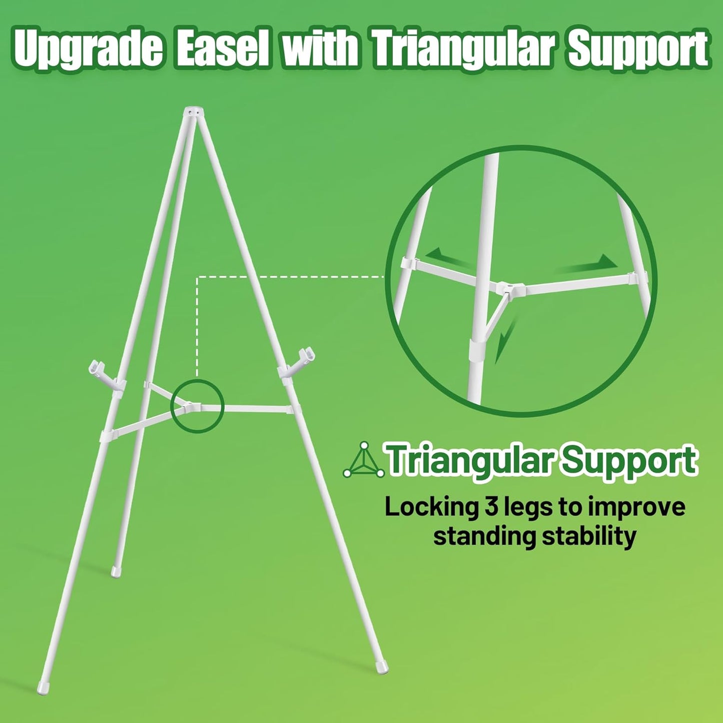 White Easel Stand for Sign & Poster - 63" Adjustable Display Easel for Wedding Sign Stand, Welcome Sign, Canvas, Painting - Lightweight Folding Art Easel with Carry Bag, Holds 5 lbs