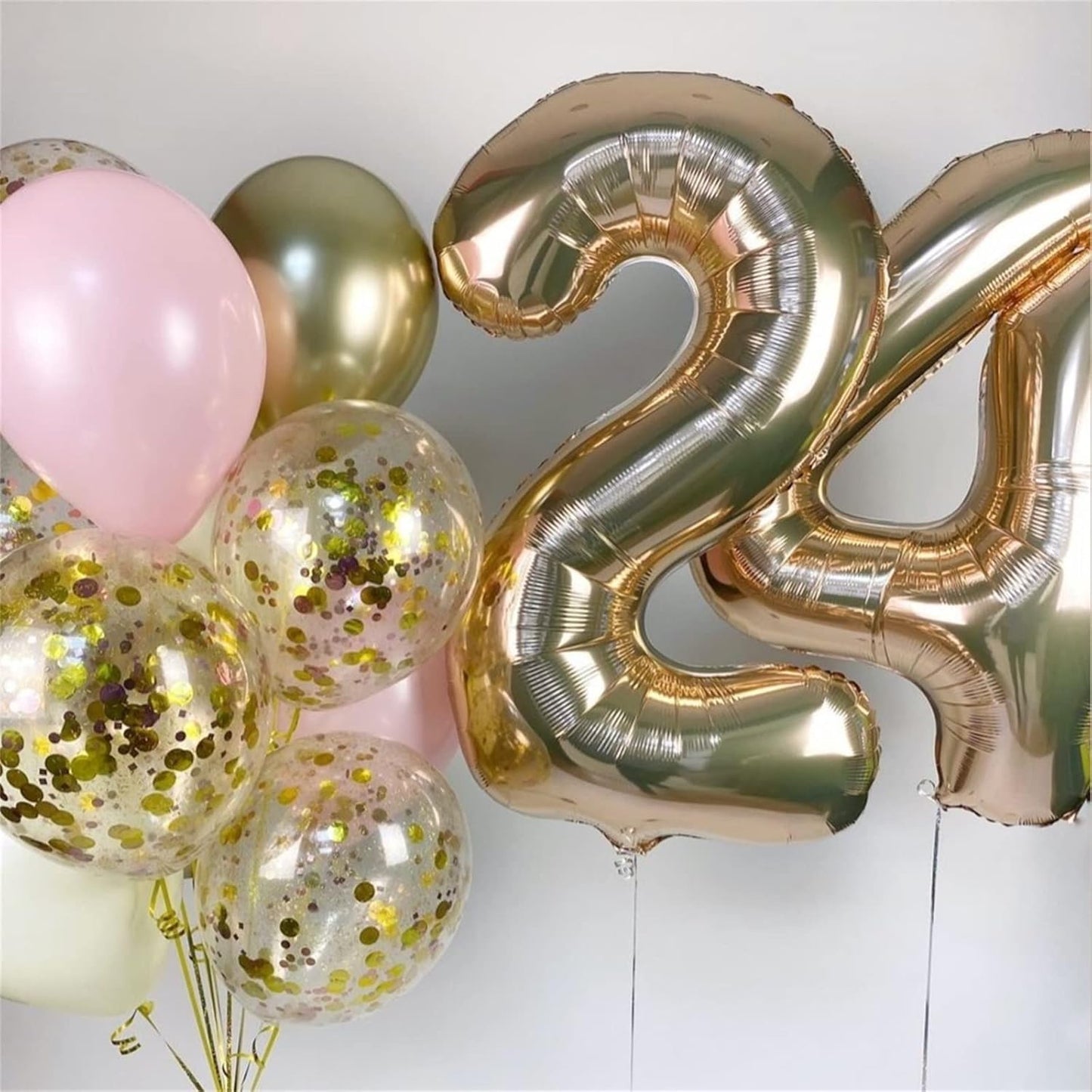Champagne Gold Foil Balloon Number 4, 40'' Giant Self Inflating Number Balloons Set 0-9, Large Light Gold Number 4 Helium Balloon for Girls Boys 4th Birthday Anniversary Party Decorations Supplies