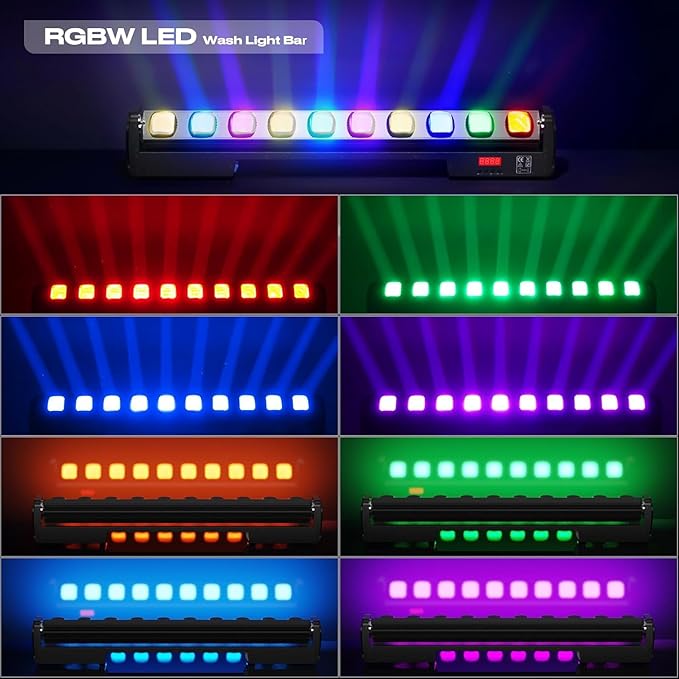 4 in 1 LED Wall Washer Light,250W Moving Head Light Dj Lights Bar Alloy Y axis 120° Beam Protection IP20 Stage Lights Bar with DMX Control Auto Sound Activated for Wedding Party