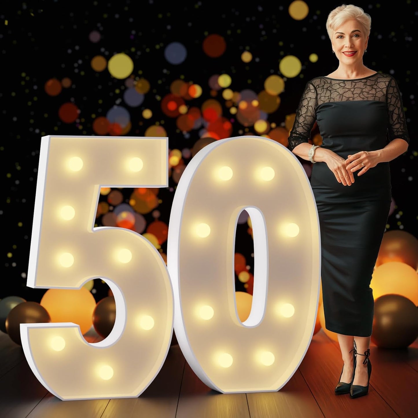 Marquee Numbers 3 Feet Tall Large Light Up Numbers 50th Birthday Decorations Women Men Big Yellow Light Outdoor Anniversary Decorations Balloon Arch Kit Party Backdrop 50