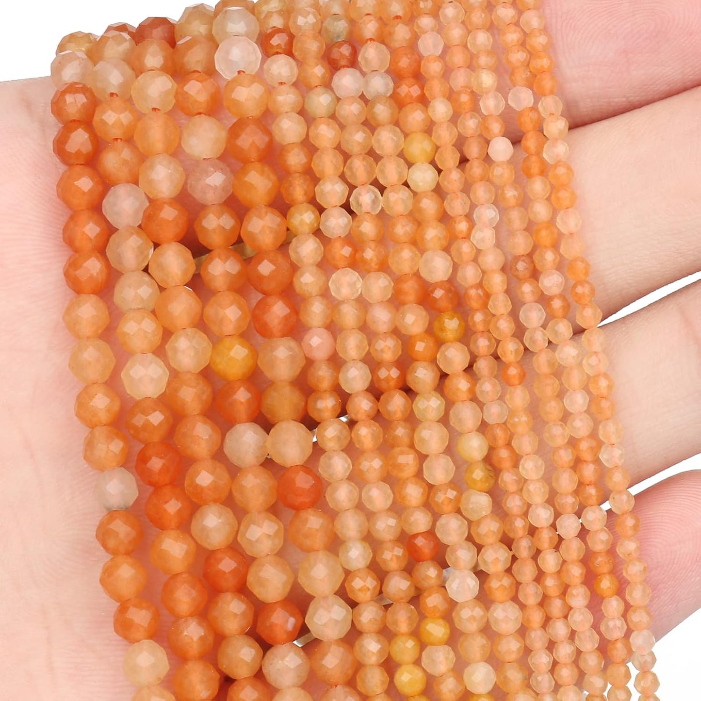 Song Xi 90pcs 4mm Natural Red Aventurine Gemstone Beads Faceted Round Loose Stone Beads for Jewelry Making