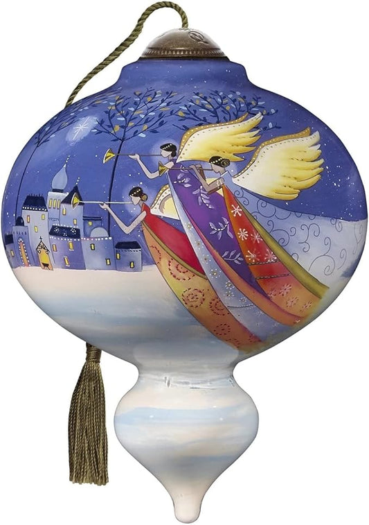 Ne’Qwa Art Angels We Have Heard On High Hand-Painted Blown Glass Ornament – Religious Christmas Ornament – 7221106